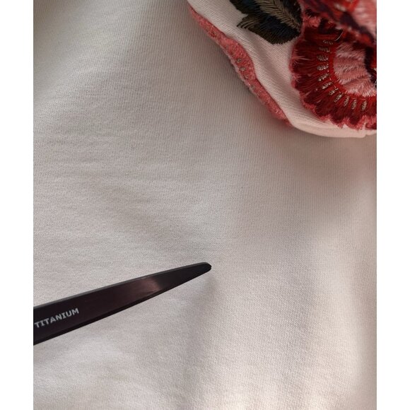 DRIFTWOOD Women's White Floral Embroidered Zipper Sweatshirt Jacket Small - Picture 5 of 6